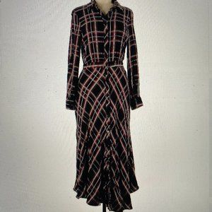 H&M Long Sleeve Shirtdress, Tartan Design, Button Front